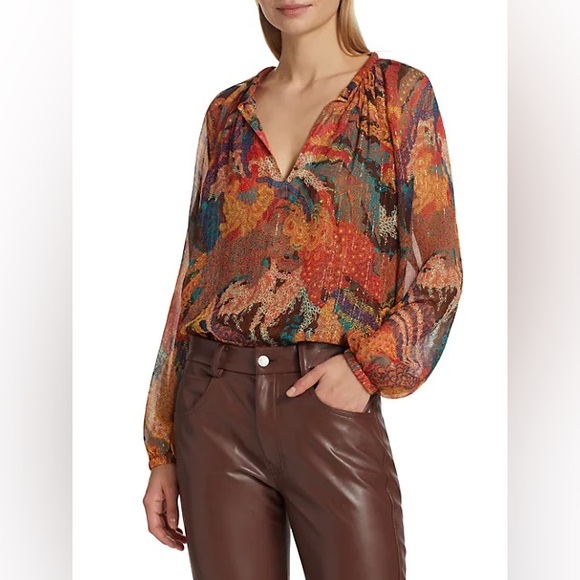 A.L.C. Dana silk blend multicolor top NWT 4 - Picture 5 of 6